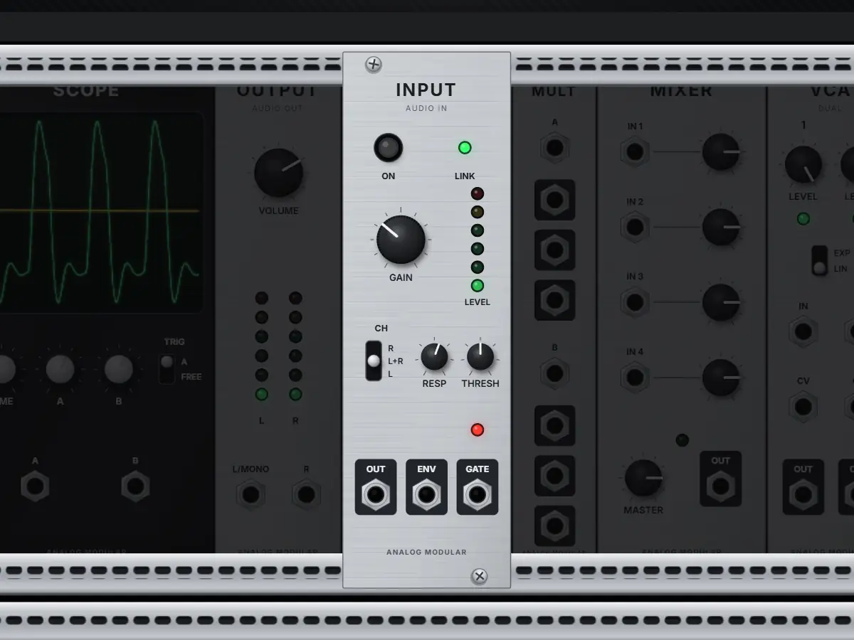Input-Modul: Audio-Eingang für Mikrofon, Gitarre und Audio-Interface
