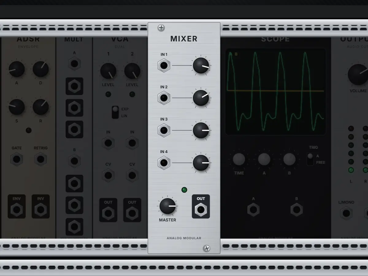Mixer-Modul: Vierkanal-Mischer für Audio und Steuerspannungen