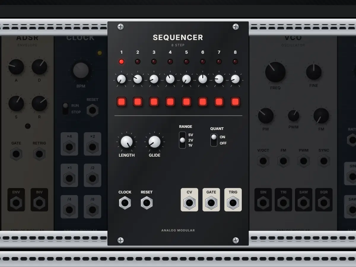 Sequencer-Modul: 8-Step-Sequencer mit Tonhöhe und Gate je Schritt