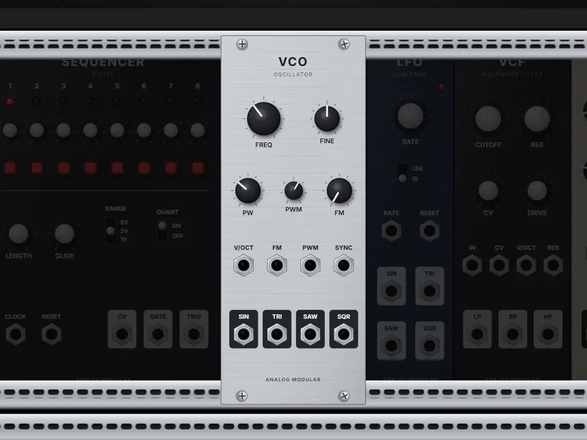 VCO-Modul: spannungsgesteuerter Oszillator im virtuellen Eurorack